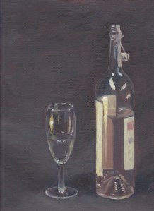 Still life bottle and glass